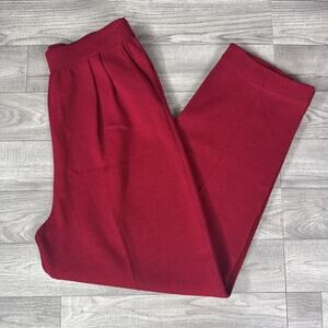 St. John Collection Santana Knit Pull On Pleated Straight Leg Pants Red sz 10